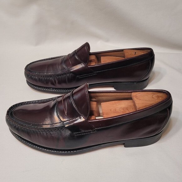 SAS Vintage Handsewn Brown Leather Slip On Loafer Moc Pinch Toe Shoe Men's 10M - Picture 2 of 12